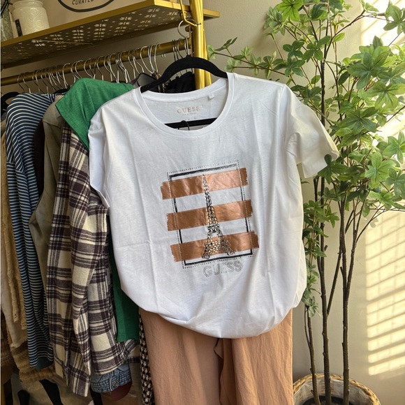 Guess Tops - Guess White rhinestone embellished tee nwt